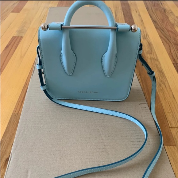 Strathberry baby blue mini purse w/ silver detail - Picture 2 of 10